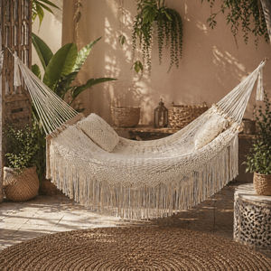 Hammock made of cottton rope for beach and garden